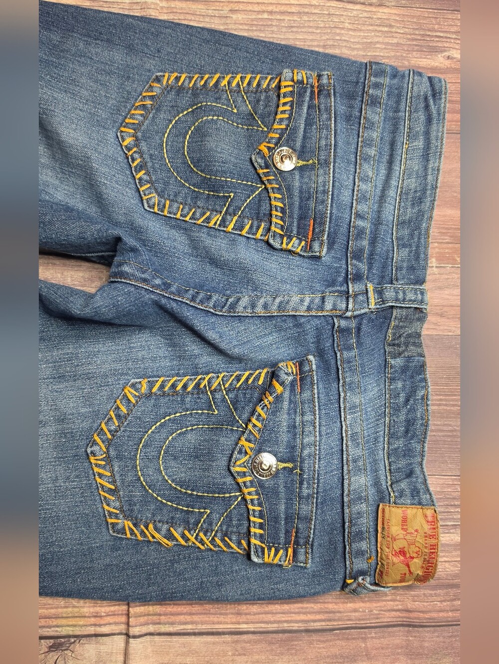 True Religion Billy Boot Cut Thick Yellow Stitch Jeans - Picture 4 of 8